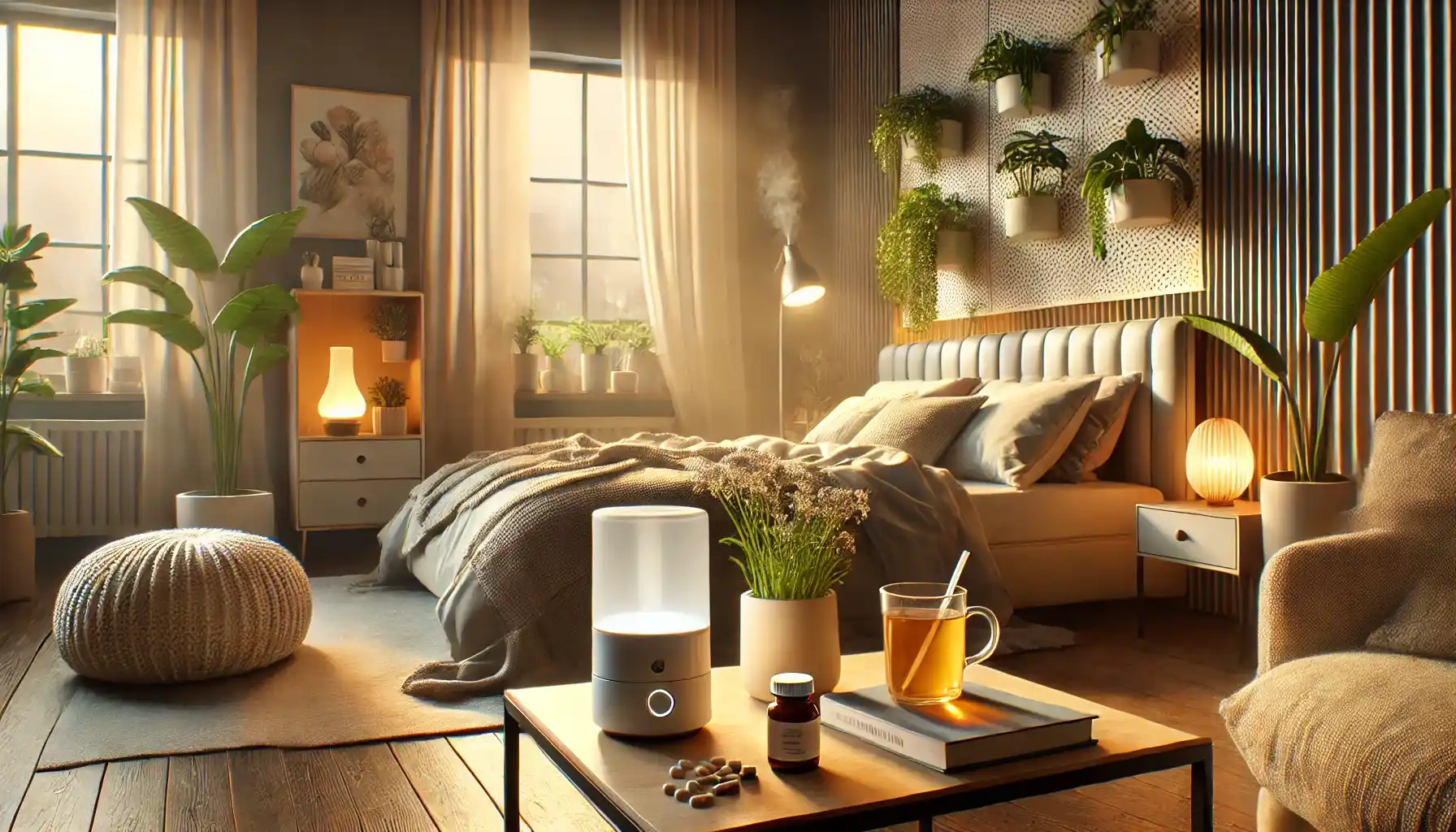 A cozy, well-lit home environment, which is designed for a person's recovery after illness.